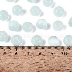 Fgbグレードaドローベンチスタイルガラスシードビーズ  ラウンド  模造キャットアイビーズ  アクアマリン  9.5mm  穴：1.4~1.6mm  約420個/ポンド&nbsp;SEED-Q040-10MM-22