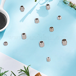 90個 10スタイル 201ステンレススチールヨーロピアンビーズ  大穴ビーズ  混合図形  ステンレス鋼色  6~9x5~8mm  穴：2~6mm  9個/スタイル&nbsp;STAS-PA0001-01