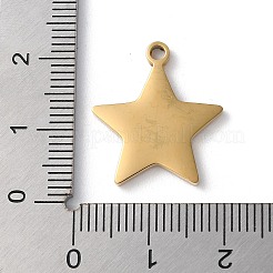 イオンプレーティング（IP）304ステンレスペンダント  星のチャーム  ゴールドカラー  20x18x1.8mm  穴：1.8mm&nbsp;STAS-D025-04G-02