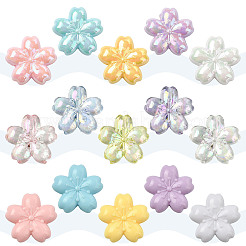 5色UVメッキ透明アクリルビーズ40個  さくらの花  ABカラーメッキ  ミックスカラー  22.5x23x9mm  穴：2mm  8個/カラー&nbsp;OACR-FS0002-86