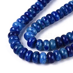 天然石ホワイトジェイドビーズ連売り  滑らかなロンデル  染め  ブルー  10~10.5x5.5~6mm  穴：0.7~1.2mm  約61~69個/連  14.37~15.55インチ（36.5~39.5cm）&nbsp;G-Q613-01F-04