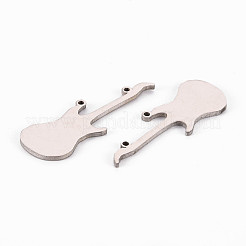 変色しない201ステンレス鋼リンクコネクター  レーザー切断  ギター  ステンレス鋼色  30x10.5x1mm  穴：1mm&nbsp;STAS-Q242-049-1