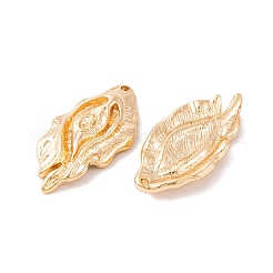 真鍮チャーム  カドミウムフリー＆ニッケルフリー＆鉛フリー  葉  18KGP本金メッキ  23x11.5x3mm  穴：1mm&nbsp;KK-S376-07G