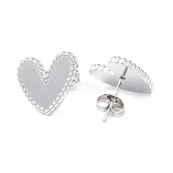 変色しない304ステンレススチール製ハートスタッドピアス（女性用）  ステンレス鋼色  13.5x15.5mm  ピン：0.8mm&nbsp;EJEW-I285-09P