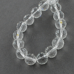 クリアガラスビーズ連売り  ファセット（96ファセット）  ラウンド  透明  12mm  穴：2mm  約50個/連  22.4インチ&nbsp;GLAA-R095-12mm-15