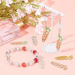 亜鉛合金レジン空枠ペンダントトップ  UVレジンDIY用  エポキシ樹脂  プレスジュエリー  ニンジン  ミックスカラー  36x10~12.5x1.7~2mm  4色  10個/カラー  40個/箱&nbsp;PALLOY-CA0001-20
