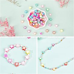 300個の手作りポリマークレイビーズ  スター  ミックスカラー  8.5~10.5x8.5~10.5x4.5mm  穴：1.6mm  300個/箱&nbsp;CLAY-NB0001-51