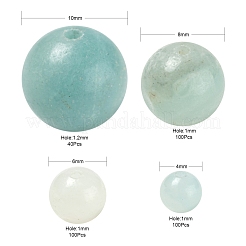 340個4スタイルの天然アマゾナイトビーズ  ラウンド  4mm / 6mm / 8mm / 10.5mm  穴：1~1.2mm&nbsp;G-LS0001-52