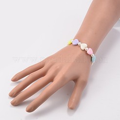 不透明なアクリルビーズのストレッチ子供のブレスレット  模造パールのアクリルビーズで  ミックスカラー  43mm&nbsp;BJEW-JB02070