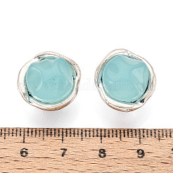 亜鉛合金と天然ターコイズボタン  1穴  フラットラウンド  アンティークシルバー  17.5x16mm  穴：5.5mm&nbsp;BUTT-WH0057-001E-AS