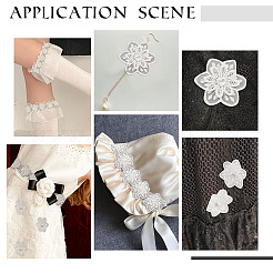 オーガンジーリボン  模造真珠ビーズ  花  ホワイト  2-3/8~2-1/2インチ（60~62mm）&nbsp;DIY-WH0297-25B