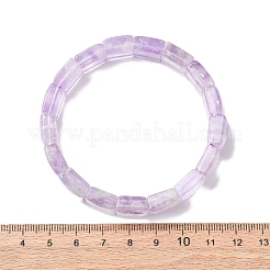 女性用スクエア天然アメジストビーズストレッチブレスレット  ビーズ：12x12mm  内径：2-1/4インチ（5.8cm）&nbsp;BJEW-Z149-02B