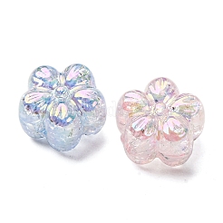 UVメッキ透明クラックルアクリルビーズ  虹色の  ミックスカラー  花  13x8mm  穴：2mm&nbsp;OACR-G052-10A
