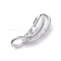 真鍮チャーム  長持ちメッキ  羽  プラチナメッキ  19x7x2mm  穴：2x4mm&nbsp;ZIRC-G160-35P