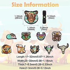 20 個 10 スタイルのシリコン焦点ビーズ  ミックスカラー  混合図形  17~32x25~30x7~8.5mm  穴：2~3mm  2個/スタイル&nbsp;SIL-CJ0002-89
