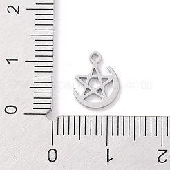 変色しない304ステンレススチールチャーム  レーザー切断  ステンレス鋼色  スター  11x8x1mm  穴：1mm&nbsp;STAS-K286-01F-P