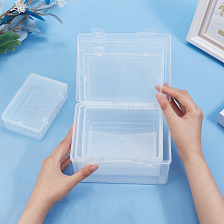 4個 4スタイル PPプラスチックダブルノットビーズ収納容器  ヒンジ付き蓋付き  長方形  透明  12.8~18x9~13.2x4.3~8.5cm  1個/スタイル&nbsp;CON-BC0007-32