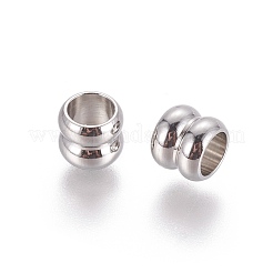 変色しにくい202ステンレススチールビーズ  コラム  ステンレス鋼色  6x5mm  穴：4mm&nbsp;STAS-F205-04P-A