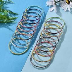 真鍮製バングル  ラインストーン＆プラスチック付き  ラックめっき  長持ちメッキ  ミックスカラー  内径：2-5/8インチ（6.8cm）&nbsp;BJEW-H625-01
