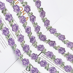 ポリエステルリボン  花柄  フラット  服飾材料  ダークスレートブルー  3/4インチ（18x1.5mm）&nbsp;OCOR-WH0068-45H