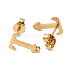 イオンプレーティング（IP）304ステンレススチールスタッドピアス  女性のための  文字t  11.5x7.5mm  穴：1mm  ピン：0.7mm&nbsp;FIND-Q103-01T-G