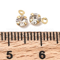 真鍮チャーム  ラウンドチャーム  ラインストーン付き  ニッケルフリー  18KGP本金メッキ  6x3.5x3mm  穴：0.9mm&nbsp;KK-D024-04B-G