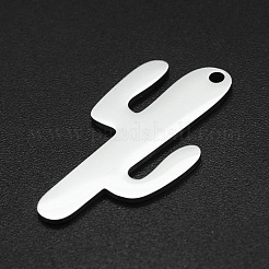 変色しない201ステンレススチールペンダント  レーザー切断  サボテン  ステンレス鋼色  30x15x1mm  穴：1.6mm&nbsp;STAS-R111-JA654