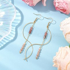 コラム ナチュラル ミックス ストーン ダングル イヤリング  女性用304ステンレススチールピアスフック付き  96mm&nbsp;EJEW-JE06335