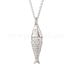魚の真鍮ペンダント304ステンレススチールアズキチェーンネックレス（女性用）  ステンレス鋼色  15.59インチ（39.6cm）&nbsp;NJEW-JN05412