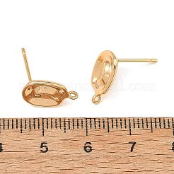 シェグレース 真鍮製スタッドピアス金具  オーバル  カン付き  カドミウムフリーと鉛フリー＆ニッケルフリー  18KGP本金メッキ  13x9mm  穴：1mm  ピン：12x0.8mm&nbsp;XGRQ6M605-903G