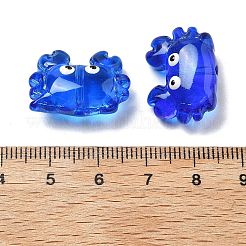 透明なガラスエナメルビーズ  カニ  ミディアムブルー  15x21x8mm  穴：1.4mm&nbsp;LAMP-V001-08D