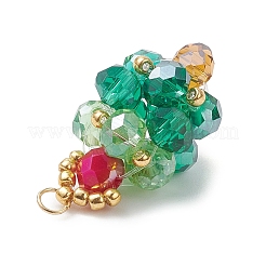 ガラスのクリスマスツリーペンダント  304ステンレススチールループ付き  多面カット  レッド  25.5x14x13.5mm  穴：3mm&nbsp;PALLOY-MZ00976-01