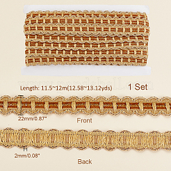 ポリエステル カーテン レース トリマー リボン  ポリエステルレーストリム  刺繡古代漢服レースリボン  ゴールデンロッド  7/8インチ（22mm）  約12.58~13.12ヤード（11.5~12m）/カード&nbsp;DIY-WH0400-02C