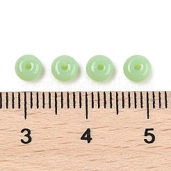 模造翡翠ガラスシードビーズ  丸い穴  ロンデル  春の緑  4~4.5x2~2.5mm  穴：1mm  140個/セット&nbsp;LS-SEED-Q038-01E