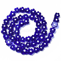 手作りミッレフィオーリガラスビーズ連売り  花  ミディアムブルー  7.5~9x3mm  穴：1mm  約55~57個/連  15.55インチ〜15.94インチ（39.5cm〜40.5cm）&nbsp;LAMP-J035-8mm-36