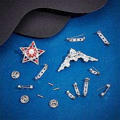 100個 5スタイル 304ステンレススチール ピンブローチ金具  バックバーピン＆ラペルピンバック  バタフライクラッチ  ステンレス鋼色  11.5~26.5x4~5mm  ピン：0.6~1mm  20個/スタイル&nbsp;STAS-UN0045-21