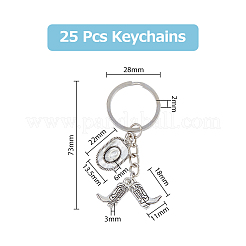 西部のカウボーイ キーチェーン  カウボーイ ブーツ ハット 合金 ペンダント キーチェーン  鉄パーツ  アンティークシルバー＆プラチナ  7.3cm  25個/セット&nbsp;KEYC-PH01491
