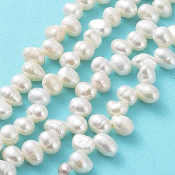 天然養殖淡水パールビーズ連売り  ライス  貝殻色  6.5~8x5~5.5mm  穴：0.5mm  約72個/連  13.82''（35.1センチメートル）&nbsp;PEAR-J007-81A