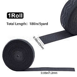 滑り止め透明シリコンポリエステルゴムバンド  DIY縫製下着アクセサリー  ブラック  25mm&nbsp;SRIB-WH0011-031B-01