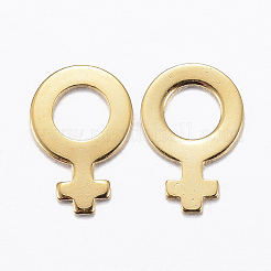 ステンレススチールチャーム201個  シンボル - 女性  ゴールドカラー  11x7.5x0.8mm  穴：4mm&nbsp;STAS-H557-19G