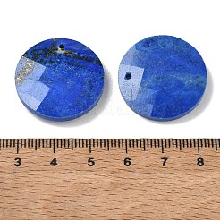 天然石ラピスラズリペンダント  フラットラウンドのチャーム  多面カット  25x6mm  穴：1.5mm&nbsp;GG-CBAD7AB-01C