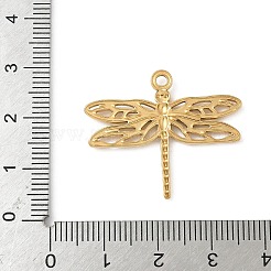 304ステンレススチール製トンボペンダント  昆虫チャーム  イオンプレーティング（ip）  18KGP本金メッキ  25x30x2mm  穴：1.8mm&nbsp;STAS-S186-08D-G