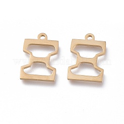 304ステンレススチールチャーム  ギリシャ語のアルファベット  ゴールドカラー  文字.x  13.8x9.2x1mm  穴：1.2mm&nbsp;LS-STAS-K215-15G