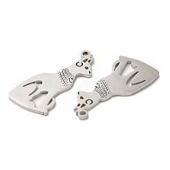 変色しない304ステンレススチールペンダント  猫のチャーム  ステンレス鋼色  30x15x1.5mm  穴：1.8mm&nbsp;STAS-L020-016P