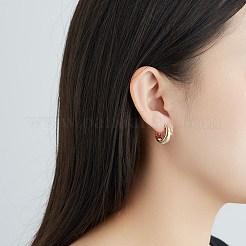 真鍮マイクロペーブキュービックジルコニアハギーフープピアス  リング  透明  ゴールドカラー  15.3mm&nbsp;EJEW-BB67135