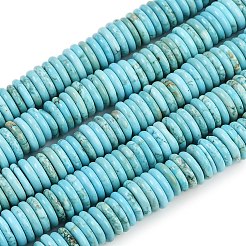 天然のハウライトビーズ連売り  染め  ディスク  ターコイズ  13~14x3mm  穴：1mm  約114~118個/連  14.65~14.76''（37.2~37.5センチメートル）&nbsp;G-B148-A01