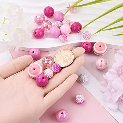 50個10スタイルアクリルビーズ  ABカラーメッキ  ラウンド  クリスタル糸1ロール付き  ミックスカラー  12~20x12~18mm  穴：1.5~3mm&nbsp;MACR-YW0003-78