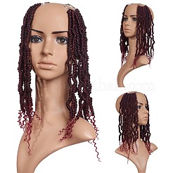 爆弾ツイストかぎ針編みの髪  スプリングツイストヘアプレループ編み編みブレード  低温耐熱繊維  合成ツイストヘアドレッドヘア  長い＆縮毛  ブルゴーニュ  14インチ（35.5cm）  24連売り/ pc&nbsp;OHAR-G005-03D