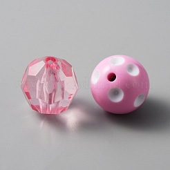 混合スタイルのアクリルと樹脂のビーズ  ラウンド  レッド  19~20x19.5~20mm  穴：3mm  28個/セット&nbsp;MACR-WH0007-76