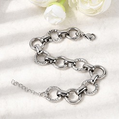 女性用304ステンレススチールリンクチェーンブレスレット  リング  ステンレス鋼色  6.65インチ（16.9cm）&nbsp;BJEW-P388-02B-P